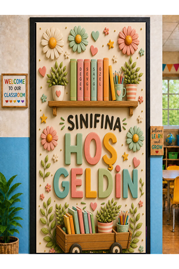 190X75Cm Elastic School Classroom Door Drape, Welcome to Class, Fabric Door Drape, Classroom Door, School Event Door Drape
