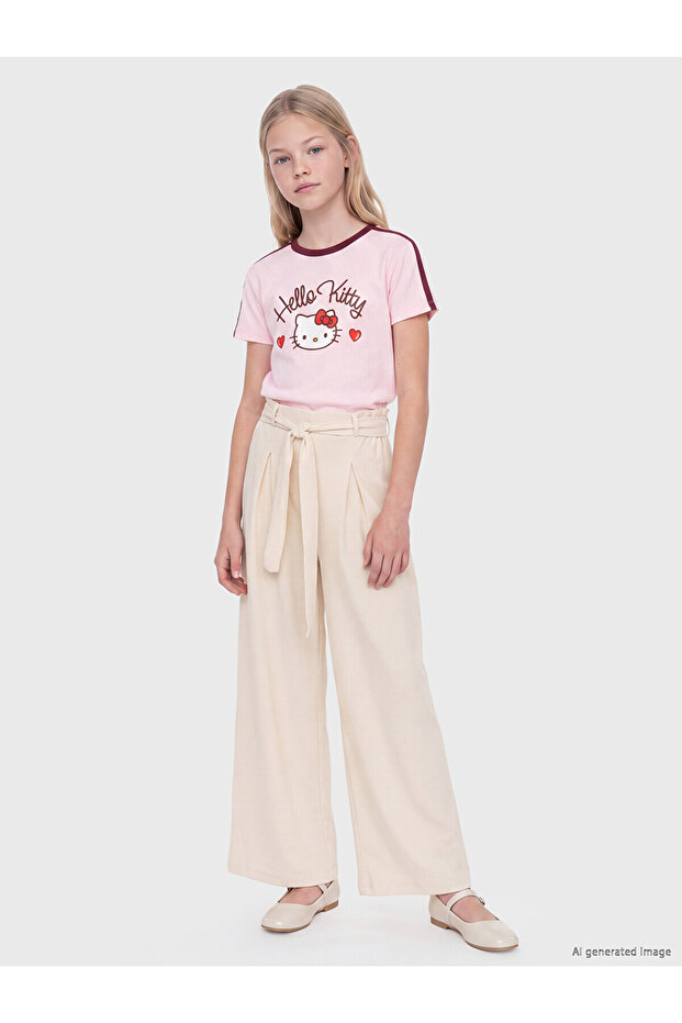Nevavm Linen-Look Pleated Pants for Girls with a Difference