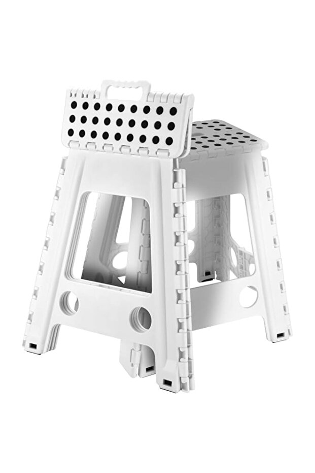 Folding Step Stool, Heavy Duty Plastic Foldable Step Stool Lightweight Foot Stool with Portable Handle, Compact Plastic Foldable Step Stool for Bathroom,Bedroom, Kitchen