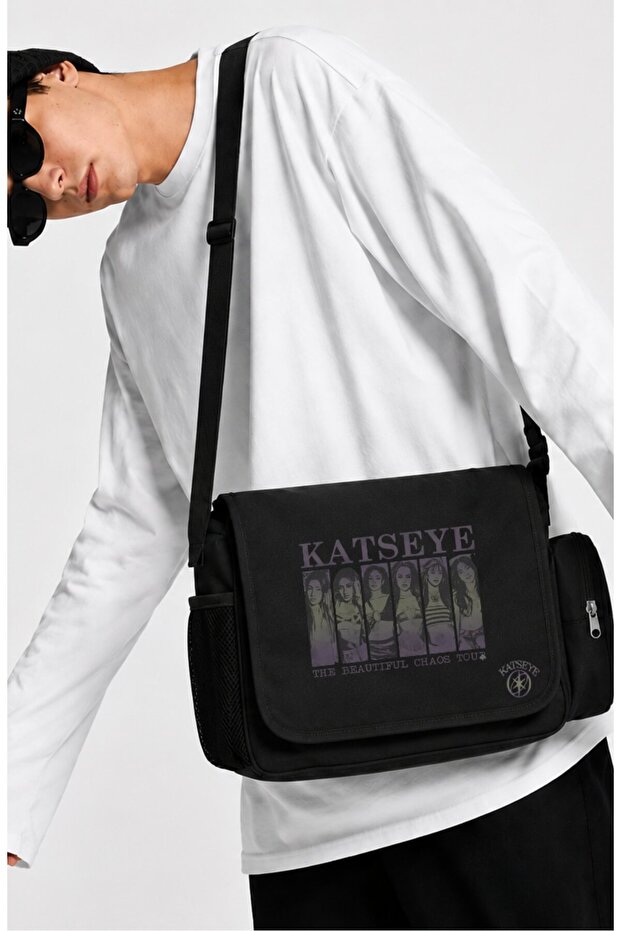 Unisex Catseye Printed Kpop Messenger Bag
