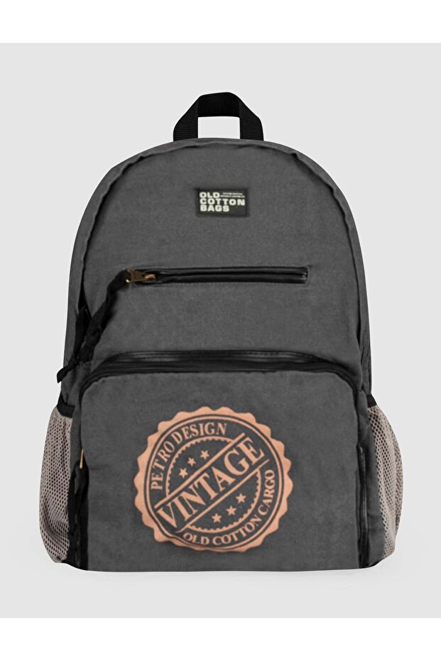 Anthracite Printed Linen Unisex Backpack