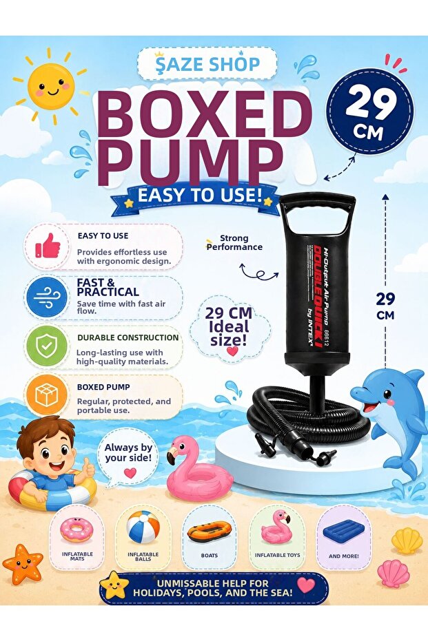 29 cm Dual-Direction Hand Pump Inflatable Mattress Pool Marine Boat Inflation Pump