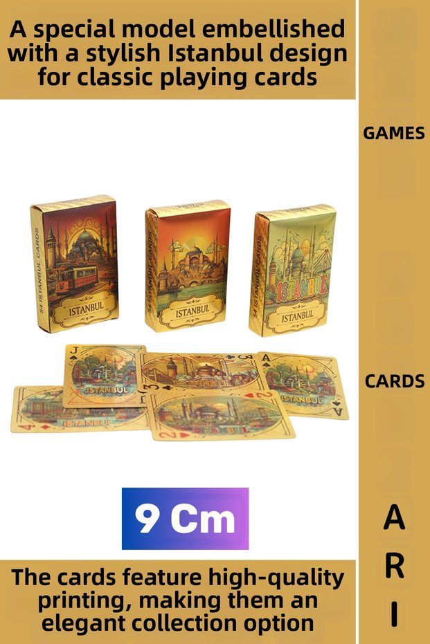# Game Premium Quality, Durable, Water-Resistant, Tear-Resistant, Collectible, Very Stylish, Souvenir Gift, Istanbul Designed, Classic Deck, Paper Game, Custom Printed Playing Cards