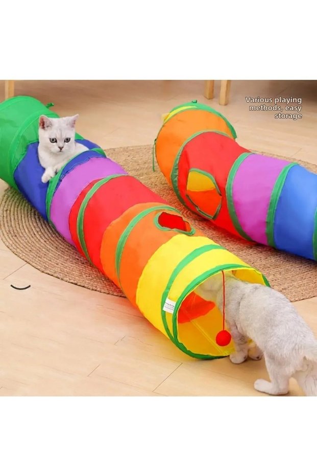Straight Cat Tunnel Folding Rainbow Long Straight Cat Dog Play Tunnel Pet Playing Tunnel