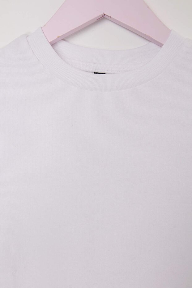 Beyaz Düz Örme T-Shirt TKDSS26TS00081 - 6