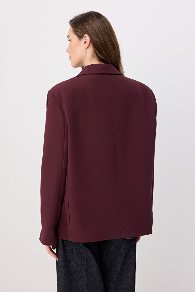Mürdüm Ekstra Oversize Biyeli Blazer Ceket TWOSS26BC00058 - 4
