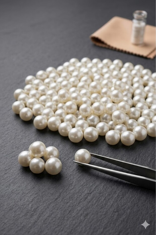 10 Mm Lighter Pearl Without Hole Pearl Cream Color 25 gr (45-50 PIECES)