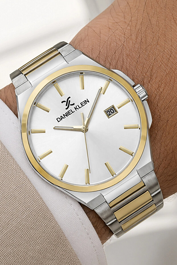Men's Watch with Calendar Steel Jubilee Band Silver-Gold Zmdk1133