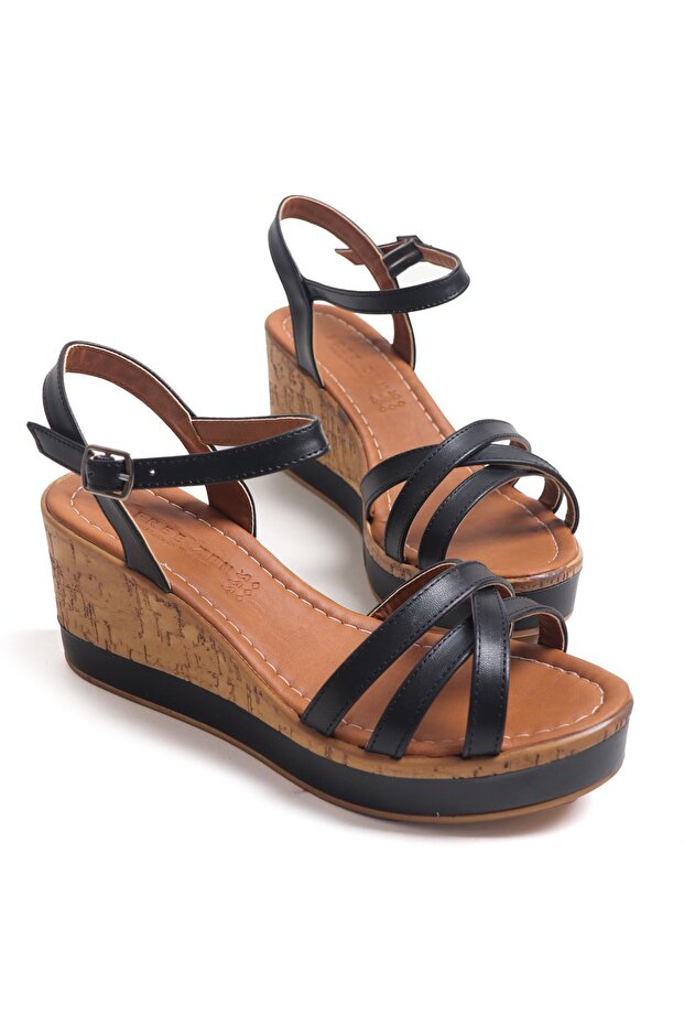 7 cm Wedge Heel Cross Thin Strap Casual Women's Sandals