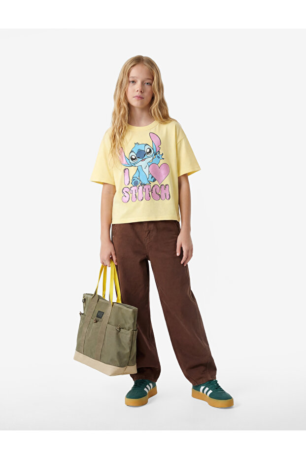 Licensed Stitch Printed Yellow Girls' T-Shirt 6Skg10496Ak