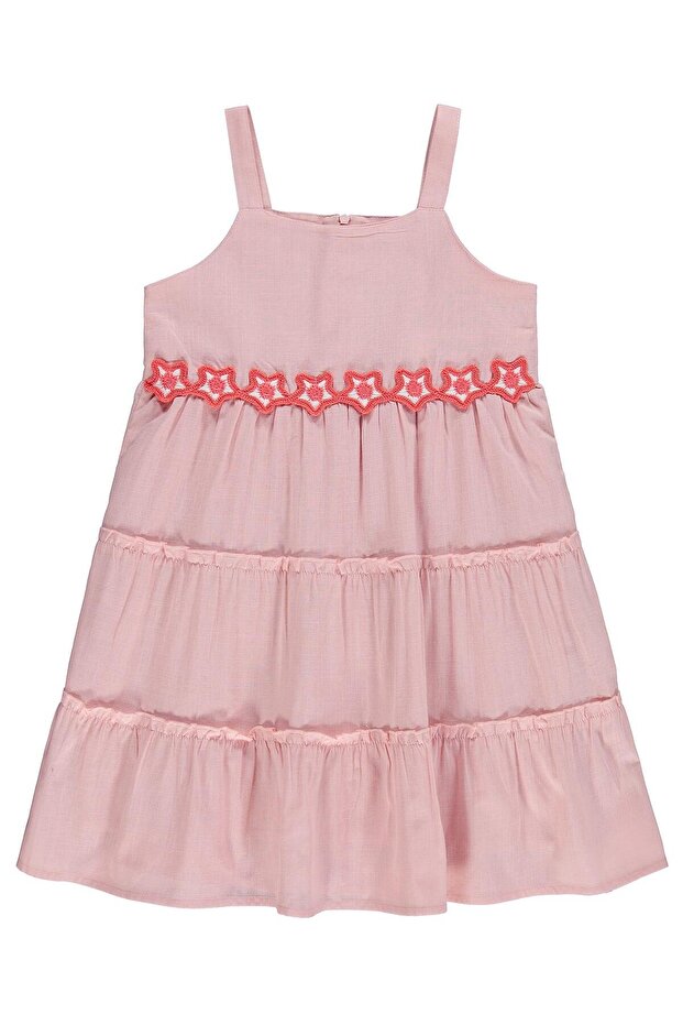 Dress for 6-9 Years Old with Floral Accessories - Pink