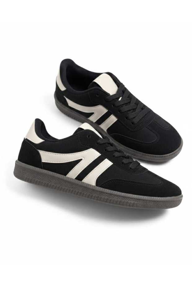 Women's Sneaker Lace-Up Flat Sole Sports Shoes Sam Black Suede