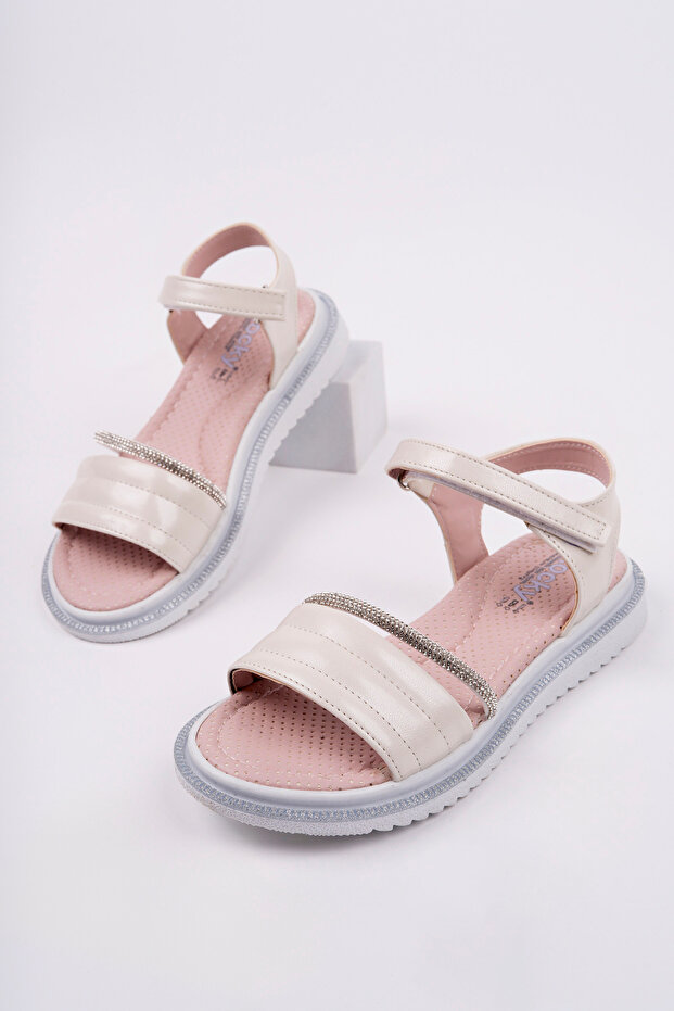 Girl's Orthopedic Velvet Beige Sandals