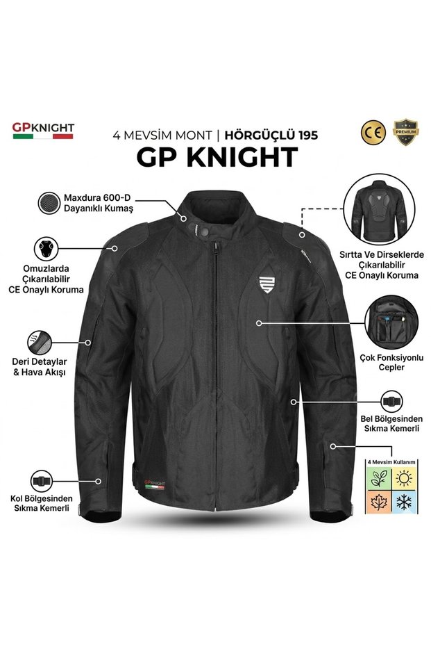 195Gp Black 4 Season Coat with Straps
