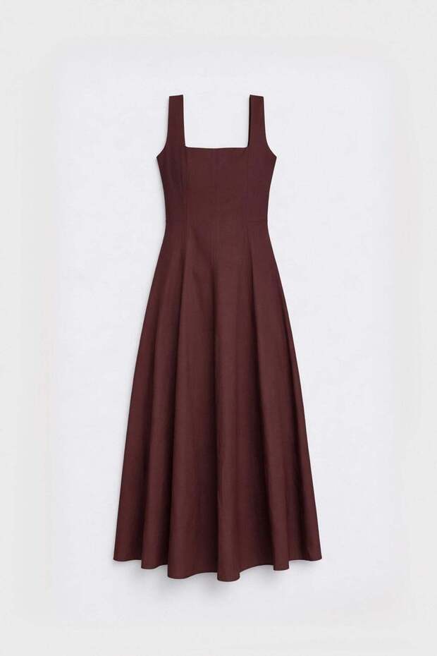 Burgundy Strappy Poplin Women's Dress