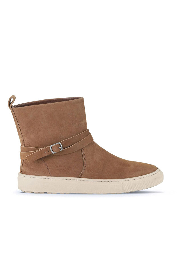 Brown Light Nubuck Women's Flat Boots 01Wd2601