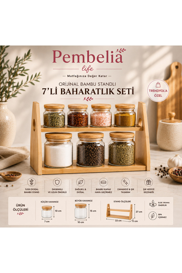 8 Piece Glass Spice Rack Set with Bamboo Stand Spice Storage Container Spice Rack Glass Jar Set