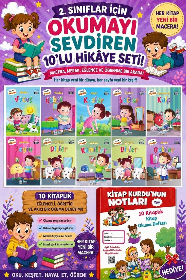 2. Set of 10 Stories That Make You Love Reading for Grades 2 (Book Reading Notebook Gift)