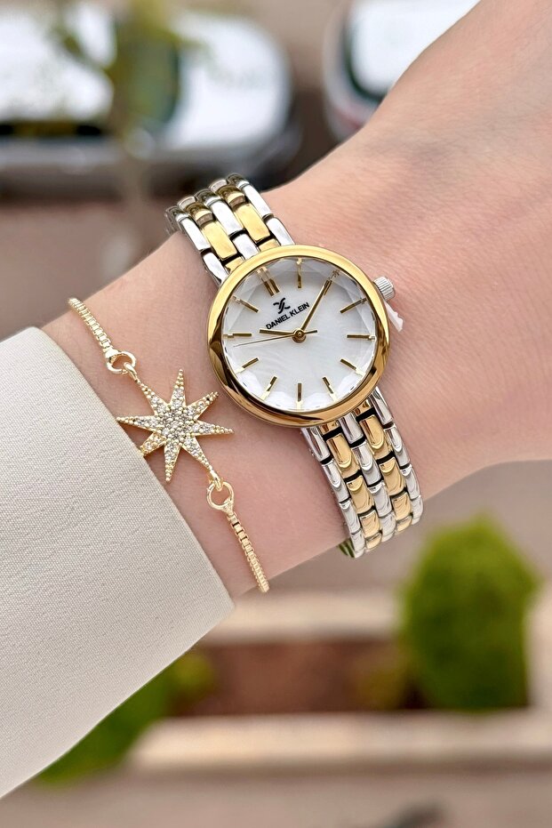 Gold Gray Color 25 mm Adjustable Strap Women's Wristwatch
