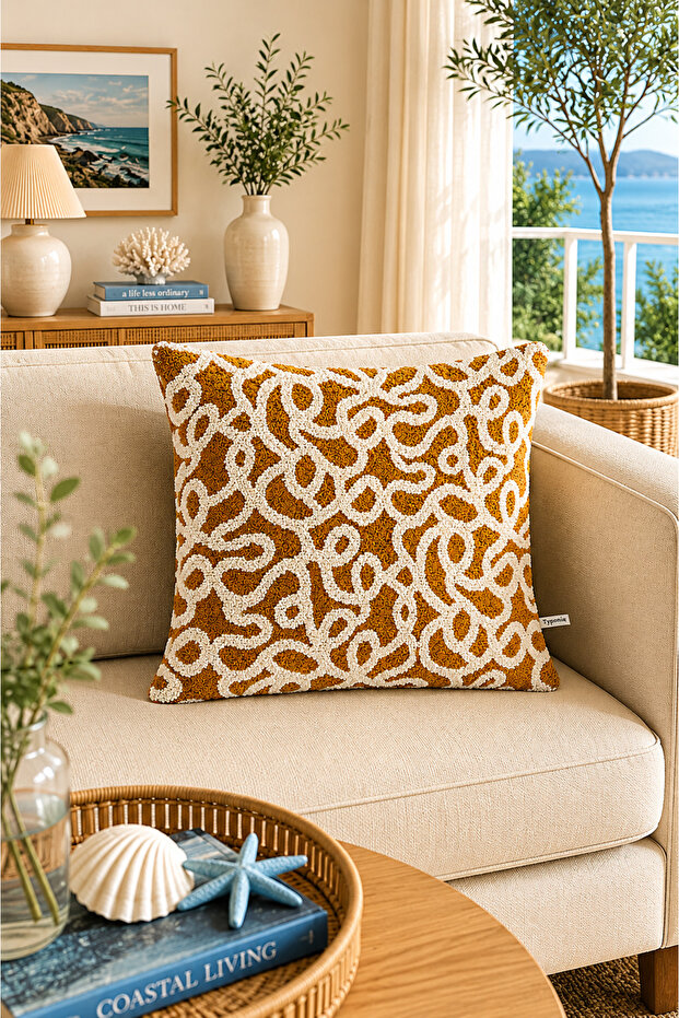Lora Premium Woven Mustard Throw Pillow Cover 43X43