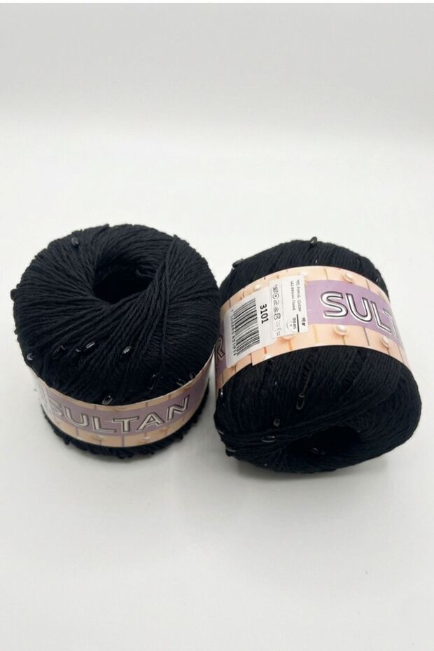Sultan Beaded String Series Pullim and Pearl Series Bandana Beanie Blouse String 1 Piece 50 Grams 100 Meters (Color: 3101 Black)