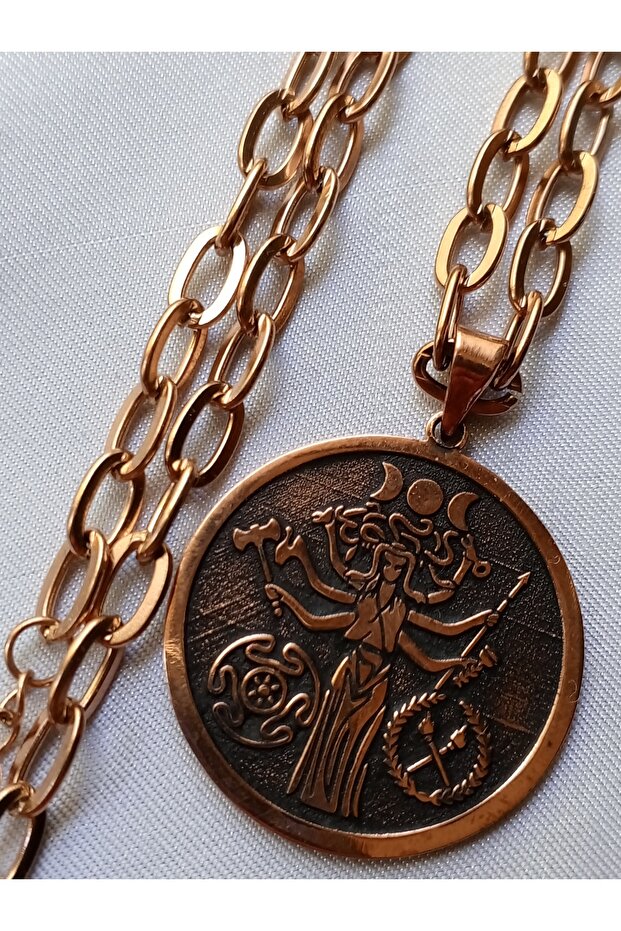 Goddess Hecate Special Design Double Sided Copper Engraving Wiccan Pendant