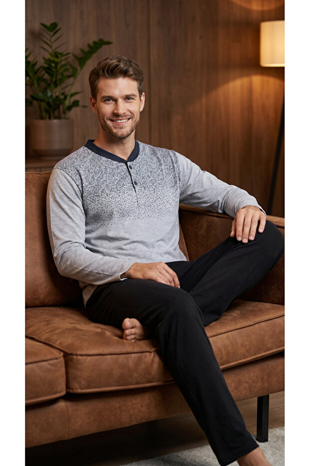 100% Cotton Single Jersey Men's Pajama Set 1030