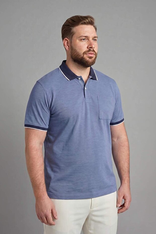 Cotton Regular Fit Large Size Polo Collar Pique Short Sleeve Polo T-Shirt H2054Ax26Sp