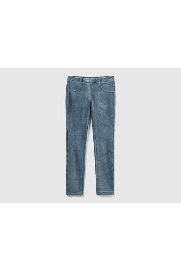 United Colors of Benetton Girl's Anthracite Velvet Jegging Pants