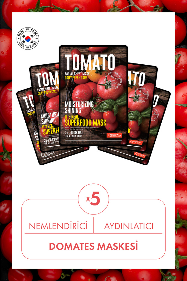 5 Pieces of Superfood Tomato Mask Superfood Mask That Provides Shine and Moisture