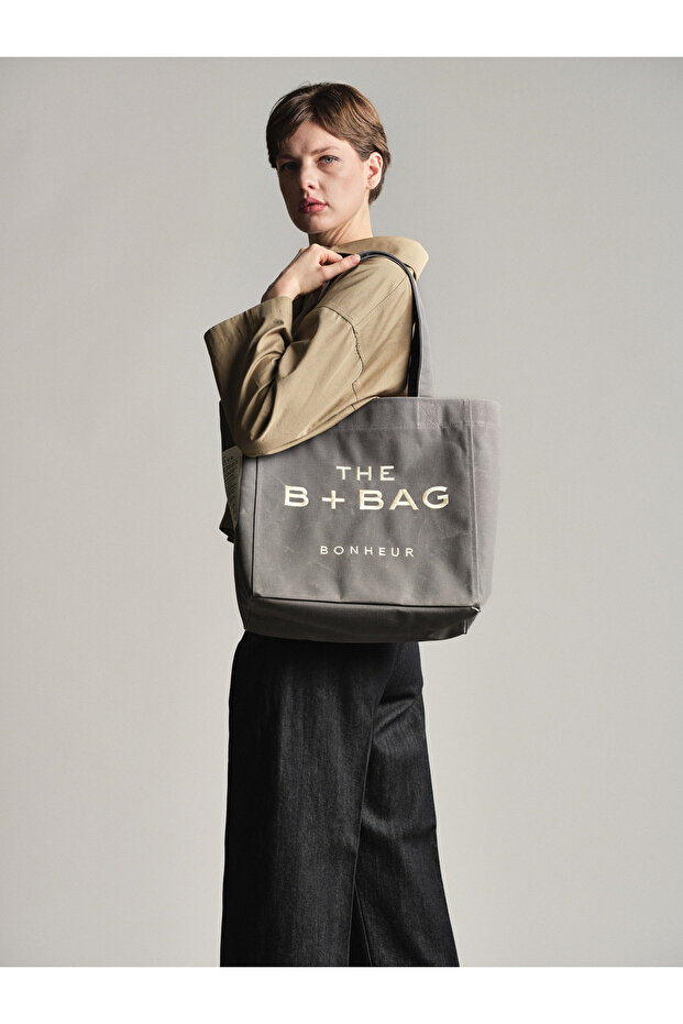 Canvas Ghost Gray Medium Tote Bag - 6