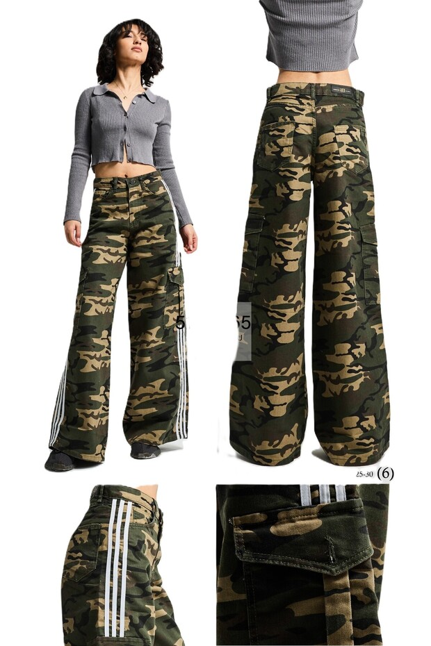 Touz Y2k Camouflage Cargo Pocket Trousers