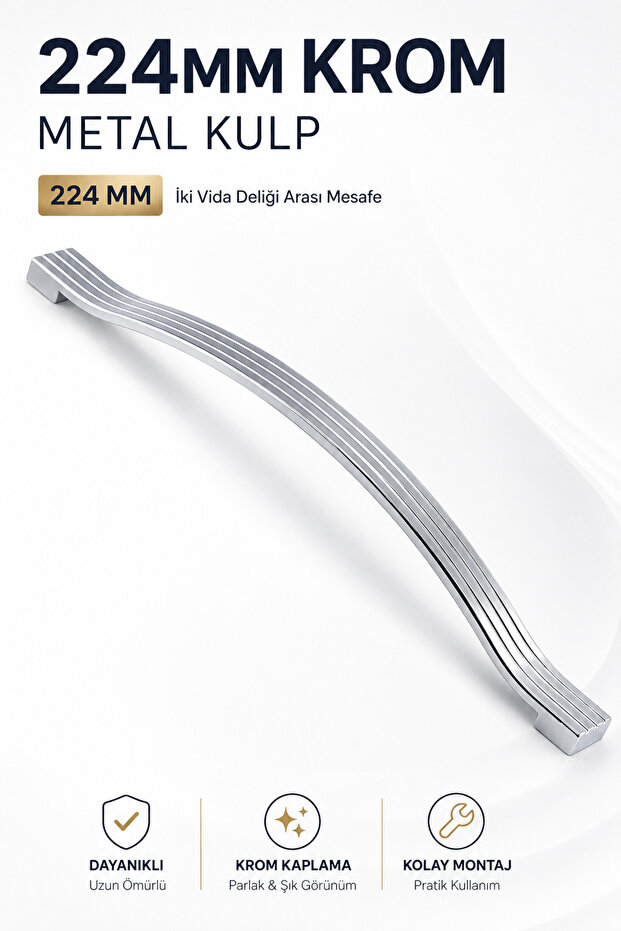 Furniture Kitchen Cabinet Drawer Cabinet Door Handle Handle Chrome 224 mm Metal Handle