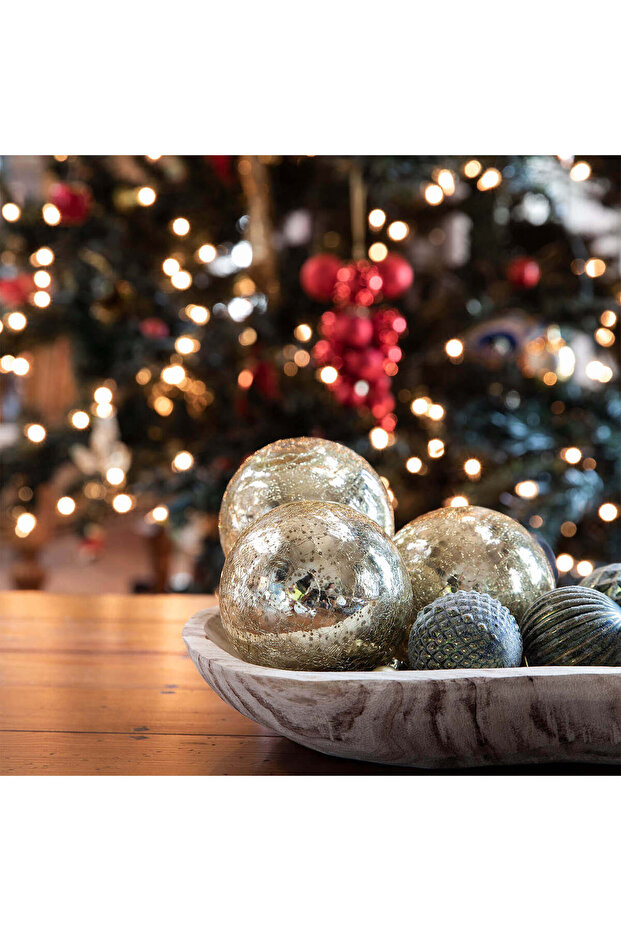 Crackle Glass Christmas Ball 10 cm Gold