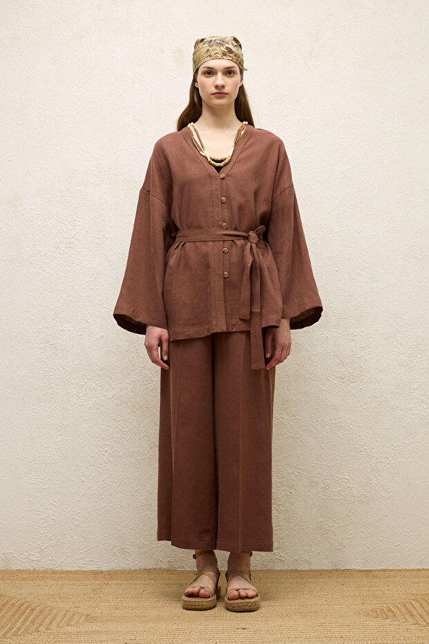 Buttoned Linen Shirt Tree Bark - 7