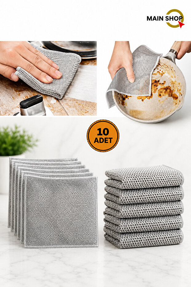 10 Pieces Wire Dish Cloth Non-Scratching Dish Wire Steel Cloth 20X20 cm Double Layer M-602