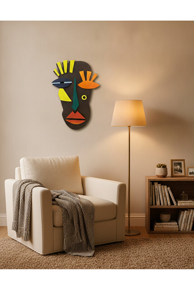 Afrika Maskesi Etnik 6mm Kalın MDF Duvar Tablosu | El Yapımı Sanatsal Dekor | Salon Çalışma Odası - 3