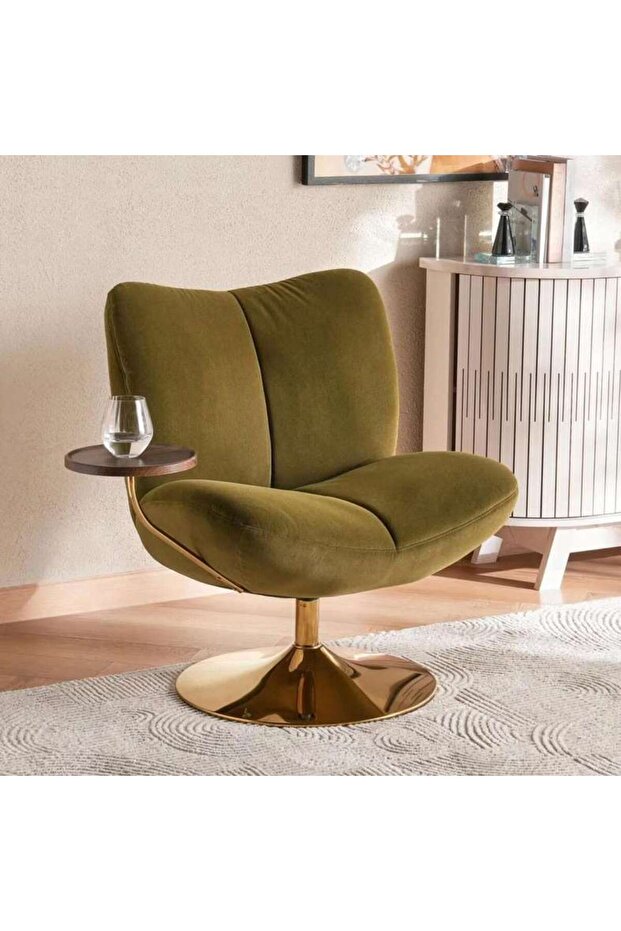 Carino Swivel Accent Chair With Table - Green