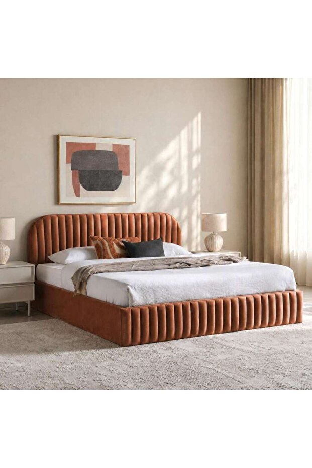 Nadia King Bed 180x200 With Hydraulic Storage- Brown