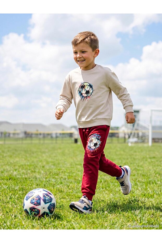 Striker Printed 2-5 Years Old Tracksuit Set - Beige 3-4 Years Old