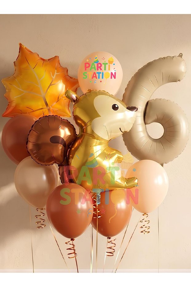 Squirrel Autumn Woodland Forest Animals 6 Years Old Balloon Set Woodland Concept Birthday Set