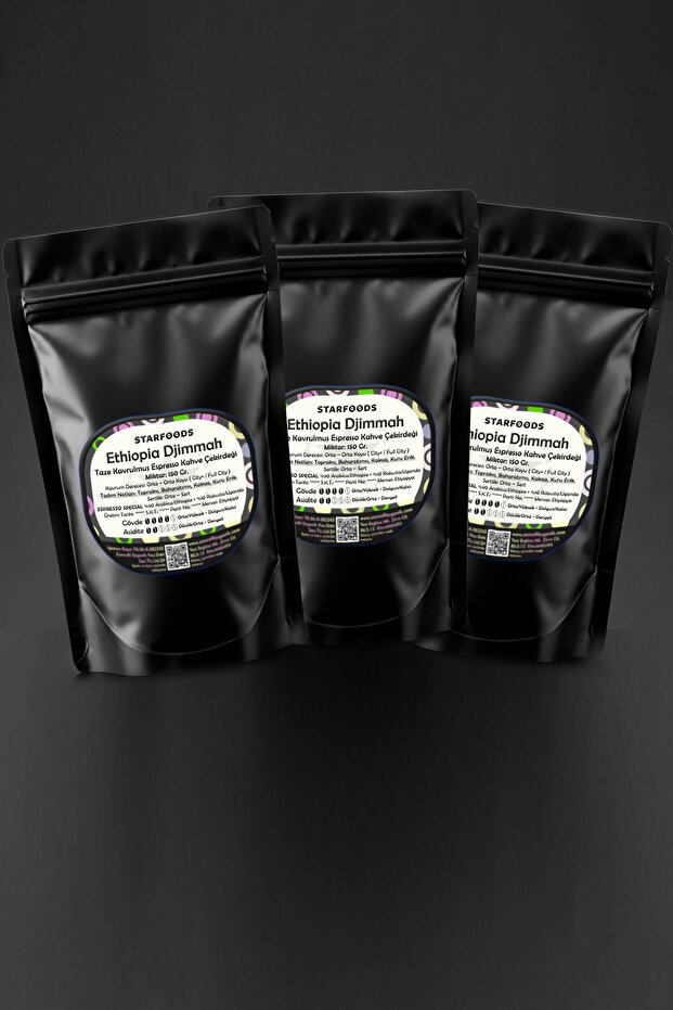 3 Pack Ethiopia Djimmah Espresso Core Coffee Freshly Roasted Qualified Specialty Coffee 450 Gr. Espresso Coffee Bean