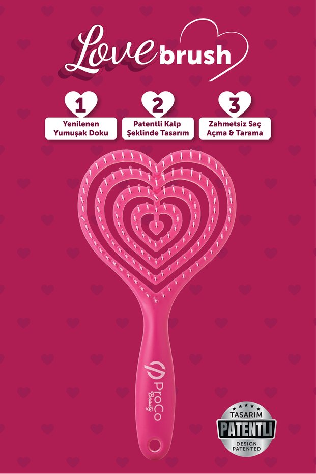 Beauty Love Hairbrush - 3D Flexible, Heart-Shaped Design