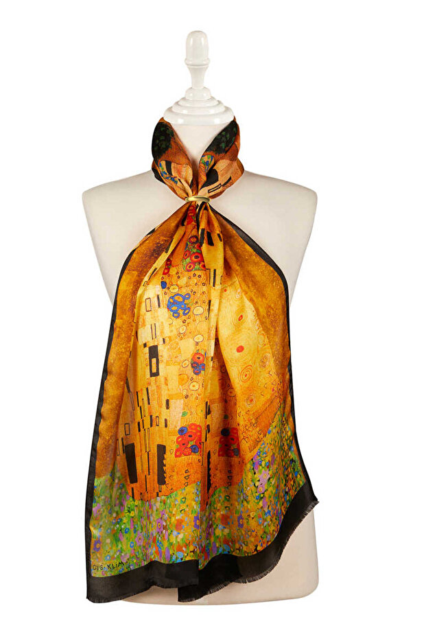 Yellow Kiss Silk Painting Scarf