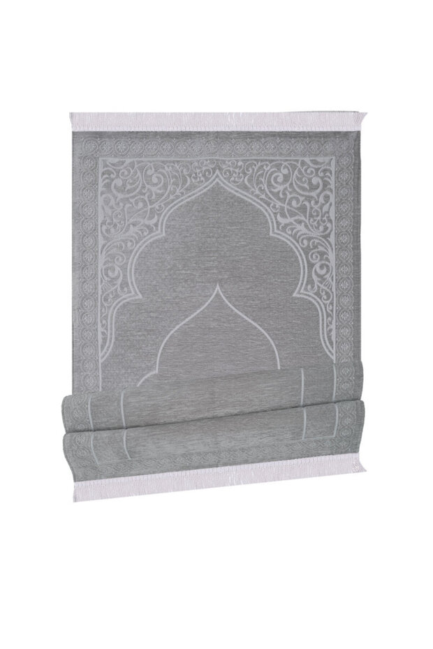 Gray Solid Color Embossed Special Woven Prayer Mat - 4