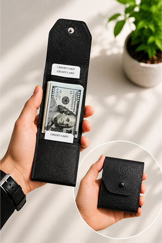 Men's Vegan Leather Elegant Wallet with Cash Compartment and Multiple Card Slots