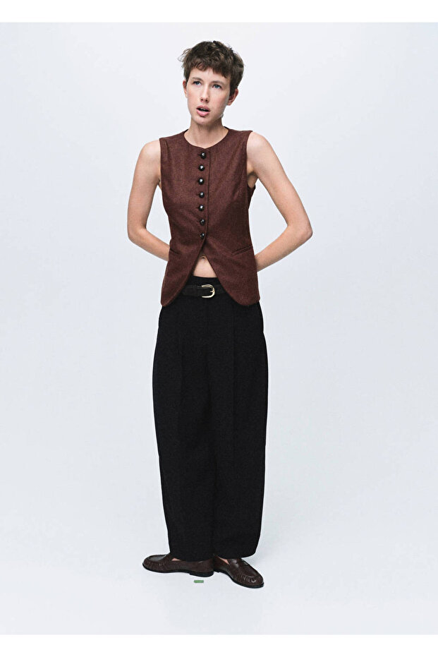 Wool Blend Buttoned Vest - 2