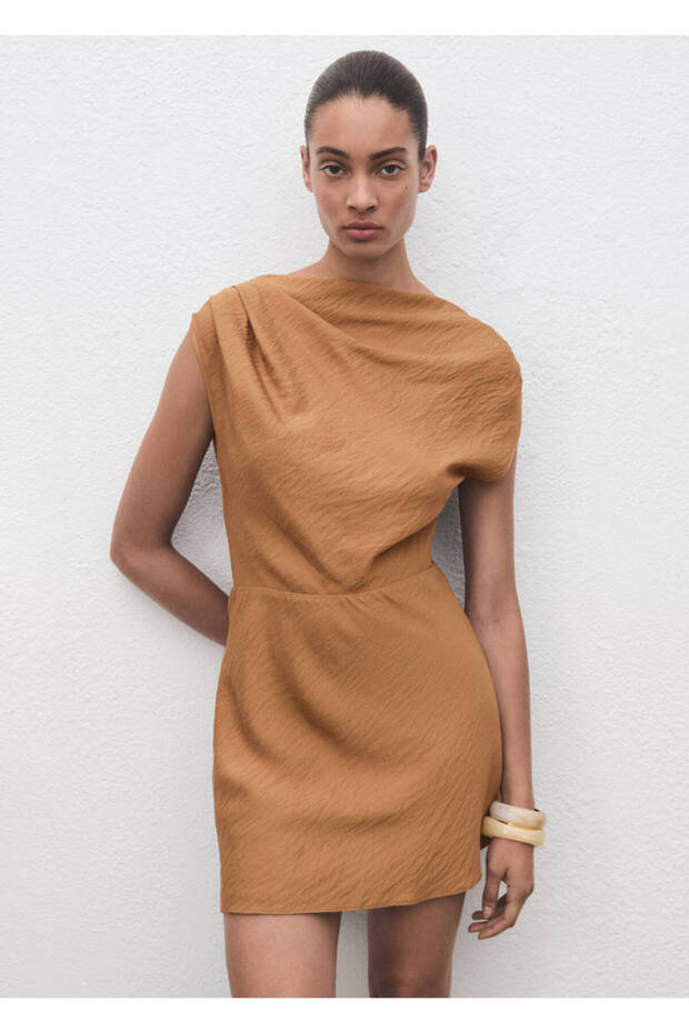 Draped asymmetrical long dress