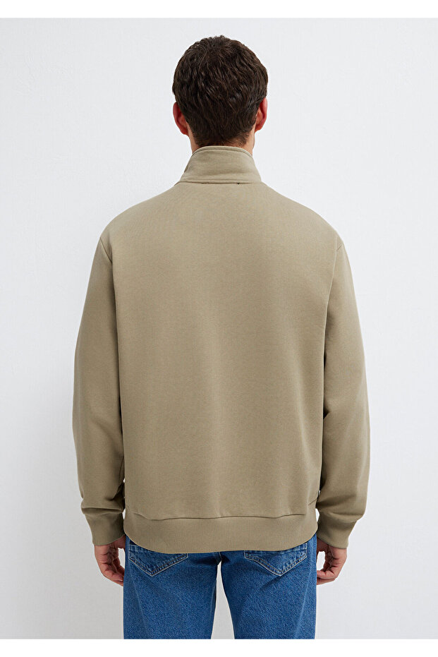 Half-Zip Basic Beige Sweatshirt 0S10419-70204 - 5