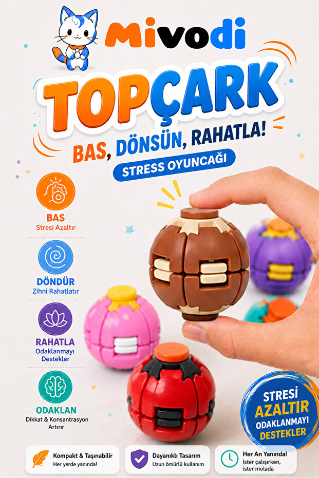 Topçark — Dance, Turn, Relax! Stress Toy (Coffee) - Spinner Ball